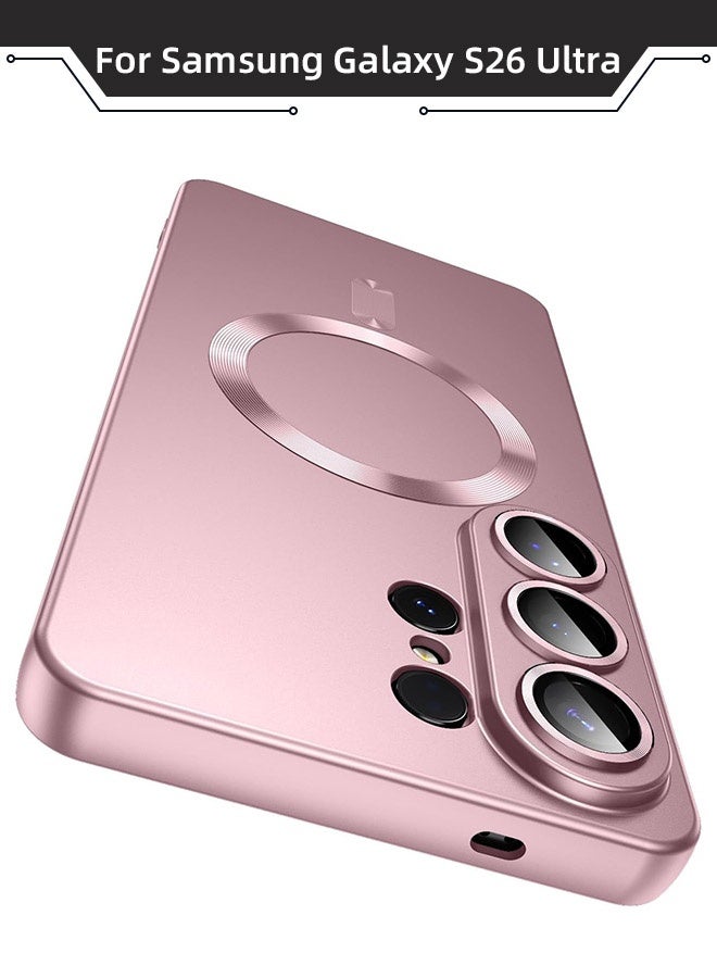Magnetic Case for Samsung Galaxy S26 Ultra, [Strong Magnetic Compatibility][Reliable All-Round Protection][Glass Camera Lens Protector][Built-in Air Cushions][Premium Anti-Fingerprint Finish] Metallic Luster Coating Drop Protection Phone Case for Galaxy S26 Ultra 6.9 inch, Pink - Image 1