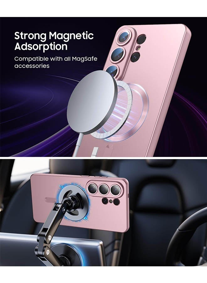 Magnetic Case for Samsung Galaxy S26 Ultra, [Strong Magnetic Compatibility][Reliable All-Round Protection][Glass Camera Lens Protector][Built-in Air Cushions][Premium Anti-Fingerprint Finish] Metallic Luster Coating Drop Protection Phone Case for Galaxy S26 Ultra 6.9 inch, Pink - Image 4