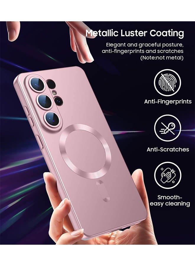 Magnetic Case for Samsung Galaxy S26 Ultra, [Strong Magnetic Compatibility][Reliable All-Round Protection][Glass Camera Lens Protector][Built-in Air Cushions][Premium Anti-Fingerprint Finish] Metallic Luster Coating Drop Protection Phone Case for Galaxy S26 Ultra 6.9 inch, Pink - Image 5