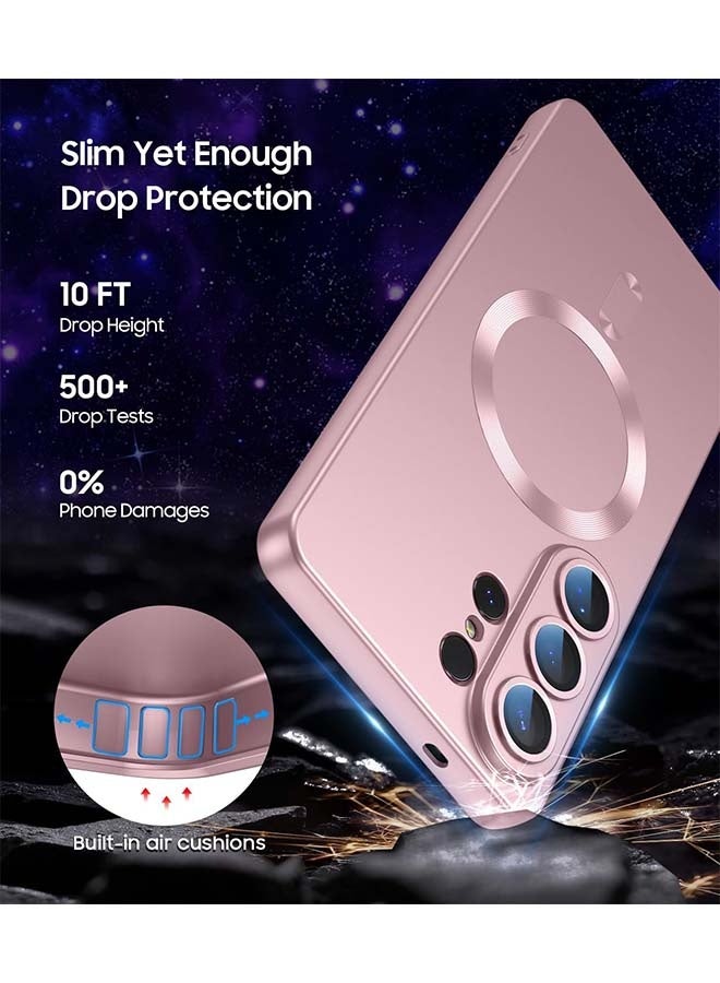 Magnetic Case for Samsung Galaxy S26 Ultra, [Strong Magnetic Compatibility][Reliable All-Round Protection][Glass Camera Lens Protector][Built-in Air Cushions][Premium Anti-Fingerprint Finish] Metallic Luster Coating Drop Protection Phone Case for Galaxy S26 Ultra 6.9 inch, Pink - Image 3