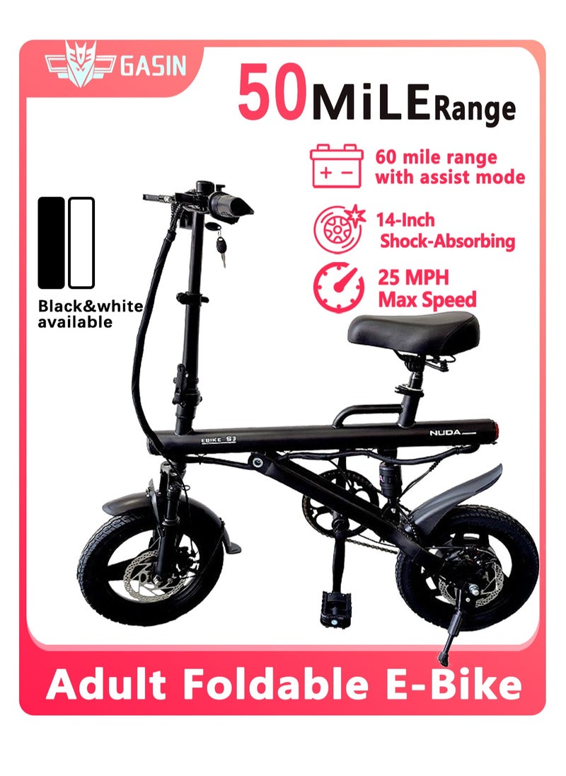 Gasin - Adult E-Bike Scooter, 50KM Range, 400W Motor, 14-inch Shock-Absorbing Tires, Foldable, Specialized for Commuting, Beach, Sandy Ground & Mountain Riding - Image 1