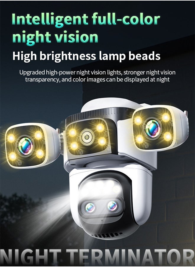 AL RAID Night vision outdoor WIFI camera, 10x zoom 20MP ultra-high-definition four-lens PTZ automatic intelligent tracking surveillance camera, waterproof and dustproof, 200 meters viewing distance, 360° rotation without blind spots, two-way voice, built-in microphone - Image 2