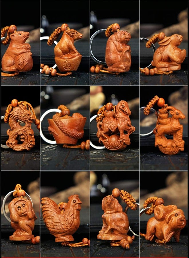 Zzooi Peach Wood Chinese Zodiac Monkey Key Ring for Attract The Good Luck Wealth,FengShui Decor - Image 5