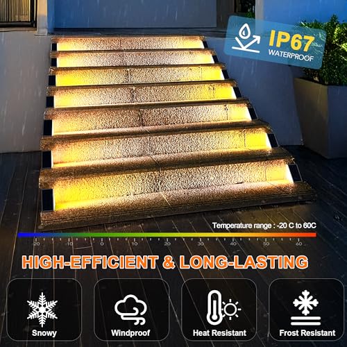 AUDLES LED Solar Step Lights Waterproof Outdoor Stair Lights, Solar Deck Lights Outdoor Decor IP67 Solar Decoration Lights for Yard, Patio, Garden, Walkways, Front Door, Pathway, Driveway, Porch 6 Pack - Image 3