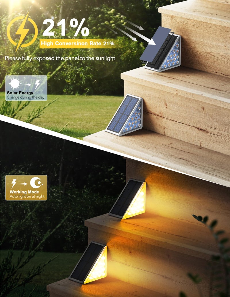 AUDLES LED Solar Step Lights Waterproof Outdoor Stair Lights, Solar Deck Lights Outdoor Decor IP67 Solar Decoration Lights for Yard, Patio, Garden, Walkways, Front Door, Pathway, Driveway, Porch 6 Pack - Image 2