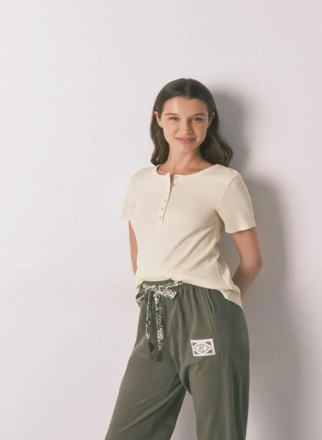 women'secret Yellow cotton short sleeve T-shirt