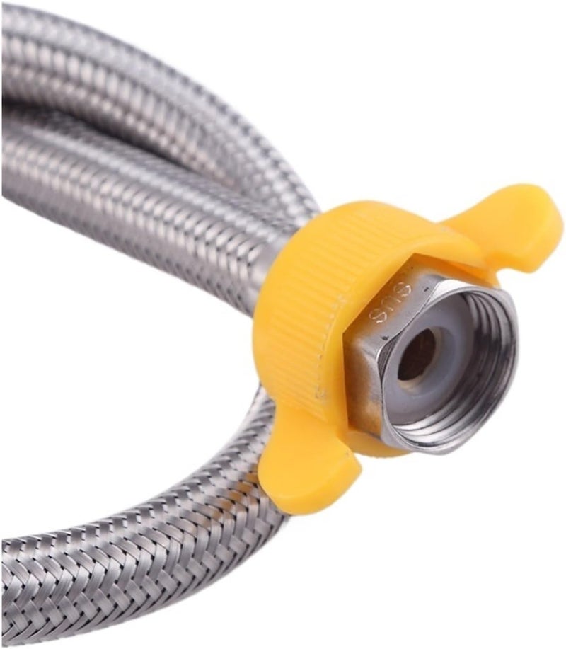 304 Stainless Steel Braided Hose Household Water Heater Toilet Faucet Hot and Cold Inlet Pipe Metal DN15(50cm) - Image 3