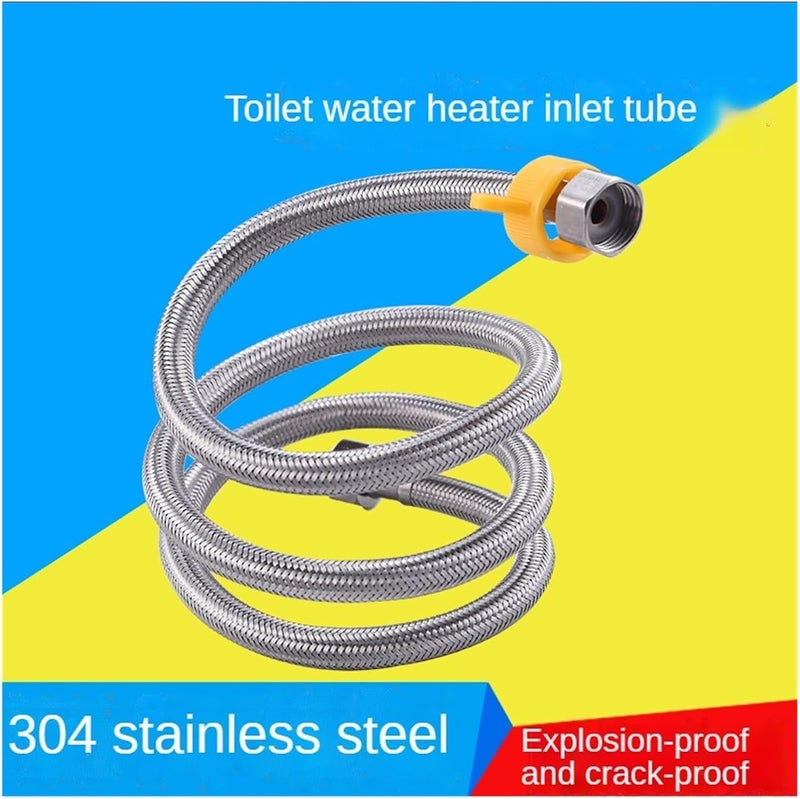304 Stainless Steel Braided Hose Household Water Heater Toilet Faucet Hot and Cold Inlet Pipe Metal DN15(50cm) - Image 2