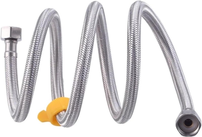 304 Stainless Steel Braided Hose Household Water Heater Toilet Faucet Hot and Cold Inlet Pipe Metal DN15(50cm) - Image 1