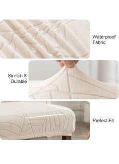 Uwals Waterproof Chair Covers for Dining Room, Stretch Jacquard Dining Chair Slipcovers, Removable Washable Chair Protector for Kitchen, Hotel, Restaurant, (6 PCS,Beige-yellow)  - Image 2