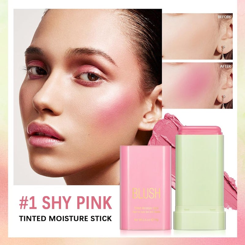 Paminify Multi-Use Blush Stick,Soft Creamy Blush,2-in-1 Cheek and Lip Tint,Waterproof Hydrating Solid Natural Moisture Smooth Blendable Matte Finish Face Blush Makeup,01 shy pink - Image 2