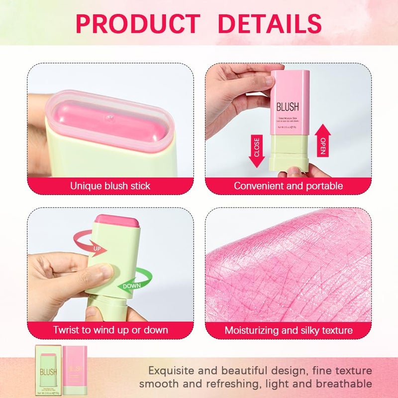 Paminify Multi-Use Blush Stick,Soft Creamy Blush,2-in-1 Cheek and Lip Tint,Waterproof Hydrating Solid Natural Moisture Smooth Blendable Matte Finish Face Blush Makeup,01 shy pink - Image 3
