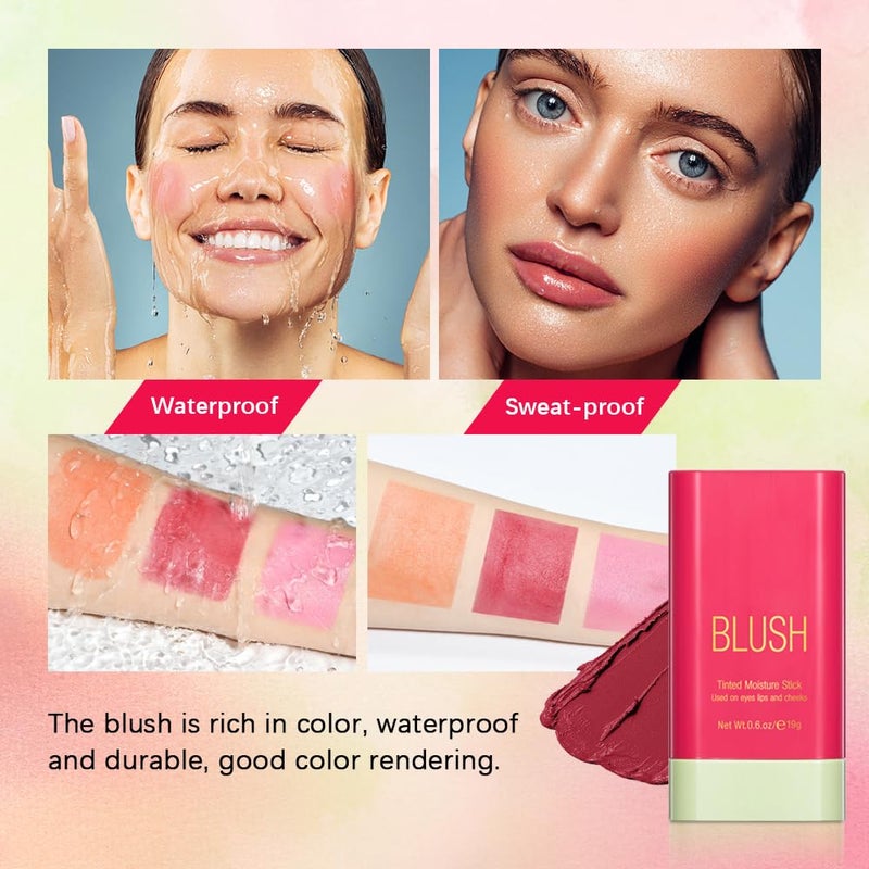 Paminify Multi-Use Blush Stick,Soft Creamy Blush,2-in-1 Cheek and Lip Tint,Waterproof Hydrating Solid Natural Moisture Smooth Blendable Matte Finish Face Blush Makeup,01 shy pink - Image 4