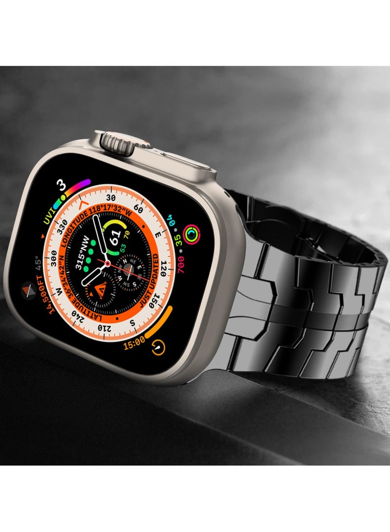 O Ozone (Pack of 2) Titanium Metal Watch Bands Compatible With Apple Watch Series 10 | Ultra 2 | 9 | 8 Ultra | 8 | 7 | 6 | SE, 49/46/45/44/42mm, Staniless Metal Replacement Wristband Strap for Men- Titanium Orange/Black - Image 4