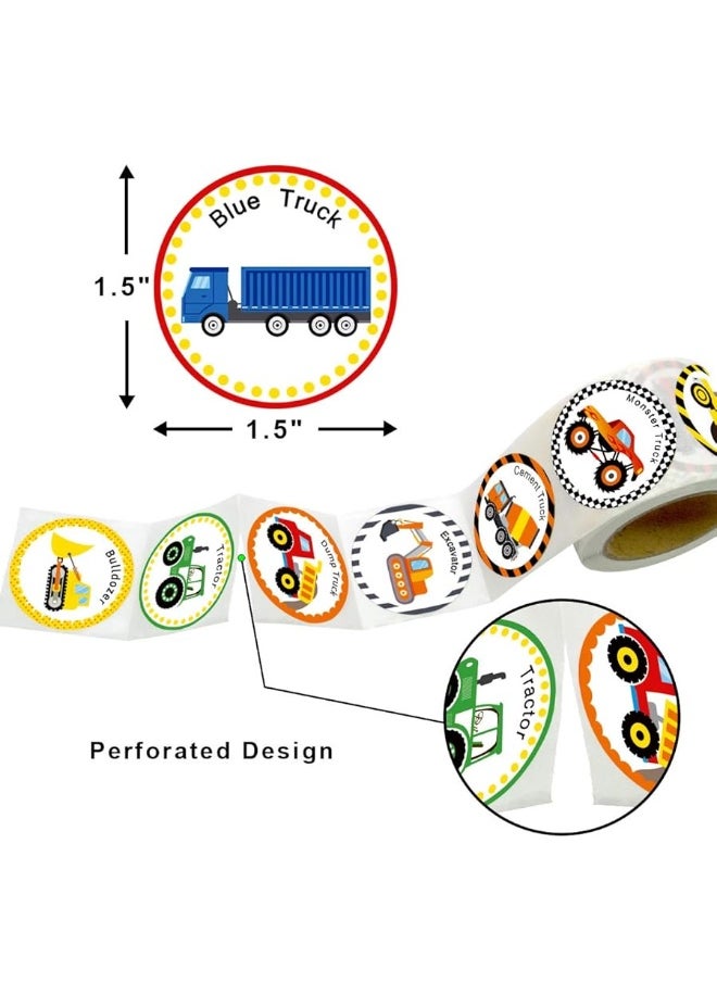 Fancy Land - Truck Stickers for Kids 500PCS Perforated Roll Construction Sticker Car Home Family Birthday Party - Image 1