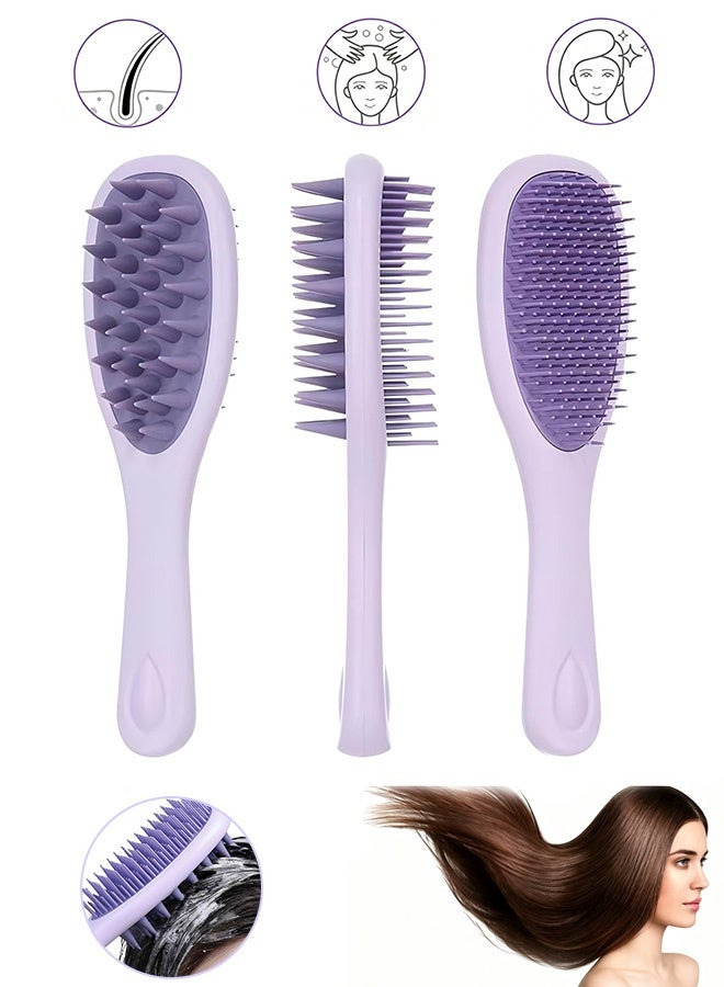 MXN 2-in-1 Double-Sided Hair Comb Shampoo Brush - Long Handle Hair Scalp Massage Brush Scalp Massager Comb for Shower Dandruff Removal and Deep Cleansing (Purple) - Image 1