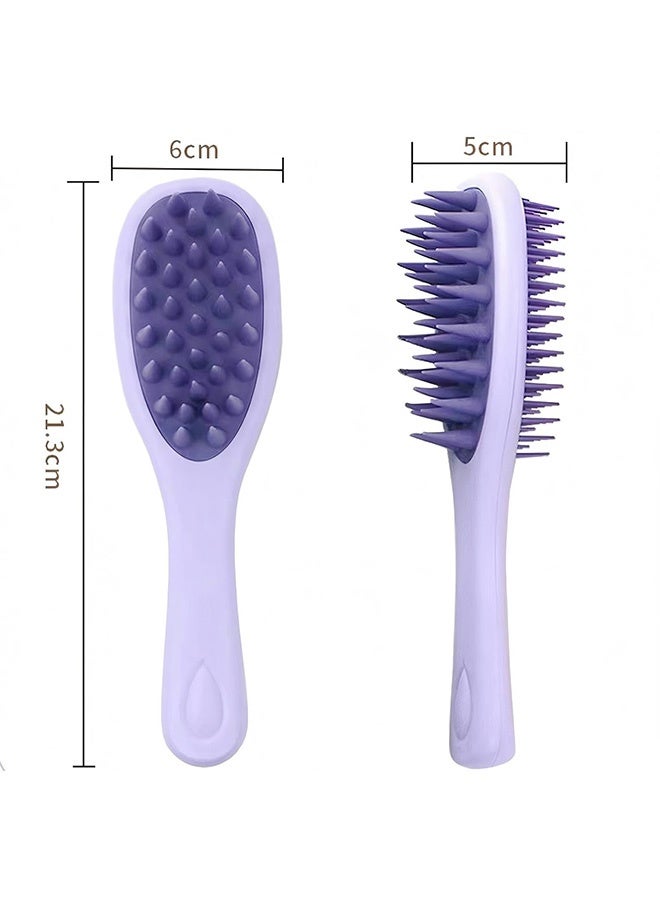 MXN 2-in-1 Double-Sided Hair Comb Shampoo Brush - Long Handle Hair Scalp Massage Brush Scalp Massager Comb for Shower Dandruff Removal and Deep Cleansing (Purple) - Image 2