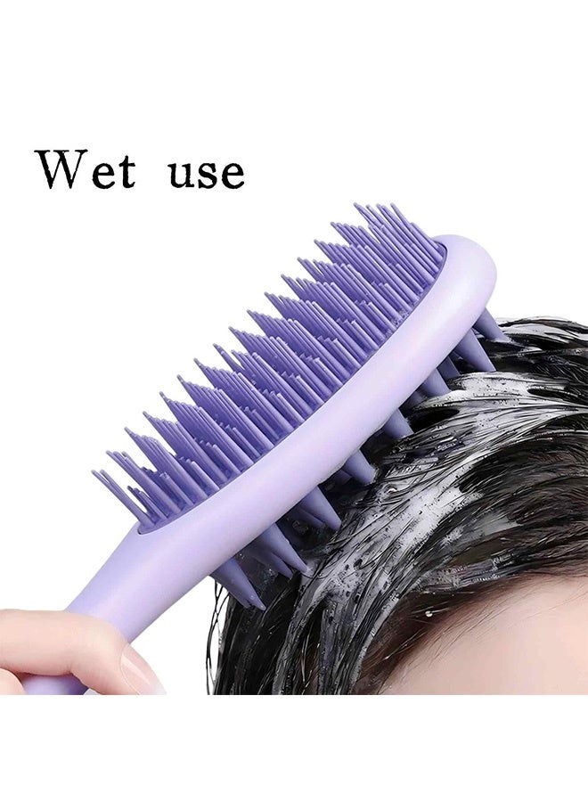 MXN 2-in-1 Double-Sided Hair Comb Shampoo Brush - Long Handle Hair Scalp Massage Brush Scalp Massager Comb for Shower Dandruff Removal and Deep Cleansing (Purple) - Image 4