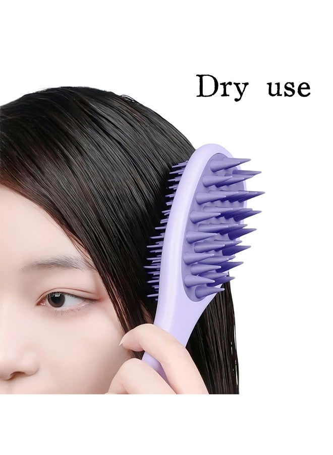 MXN 2-in-1 Double-Sided Hair Comb Shampoo Brush - Long Handle Hair Scalp Massage Brush Scalp Massager Comb for Shower Dandruff Removal and Deep Cleansing (Purple) - Image 5