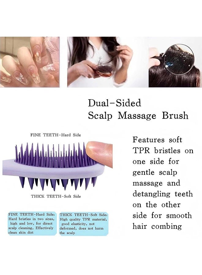 MXN 2-in-1 Double-Sided Hair Comb Shampoo Brush - Long Handle Hair Scalp Massage Brush Scalp Massager Comb for Shower Dandruff Removal and Deep Cleansing (Purple) - Image 3