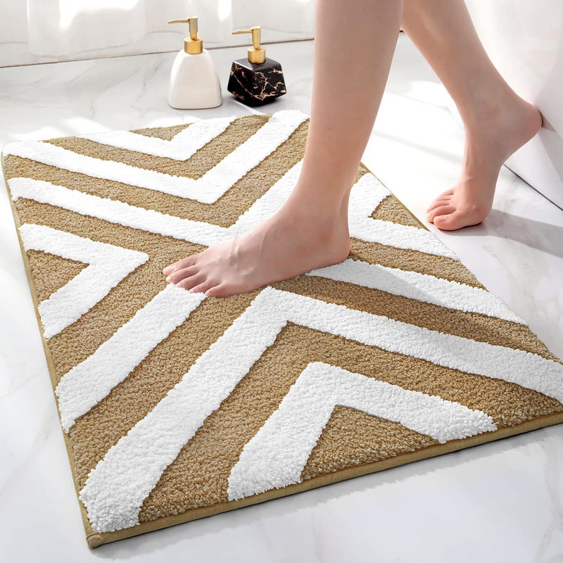 RM Handloom RMHandloom Luxury Bathroom Rug Mat, Extra Soft and Absorbent Microfiber Bath Rugs, Non-Slip Plush Shaggy Bath Carpet, Machine Wash Dry, Bath Mats for Bathroom Floor (40 x 60 cm, Brown) - Image 1