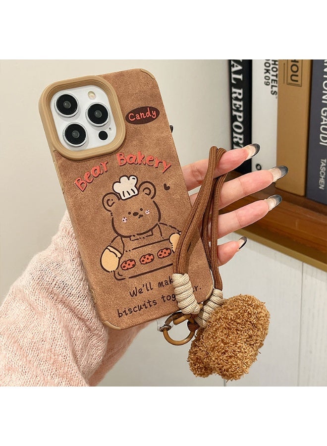 NIBEMINENT Cute Teddy Bear Keychain Protective TPU Case Cover For iPhone 17 Pro, Brown