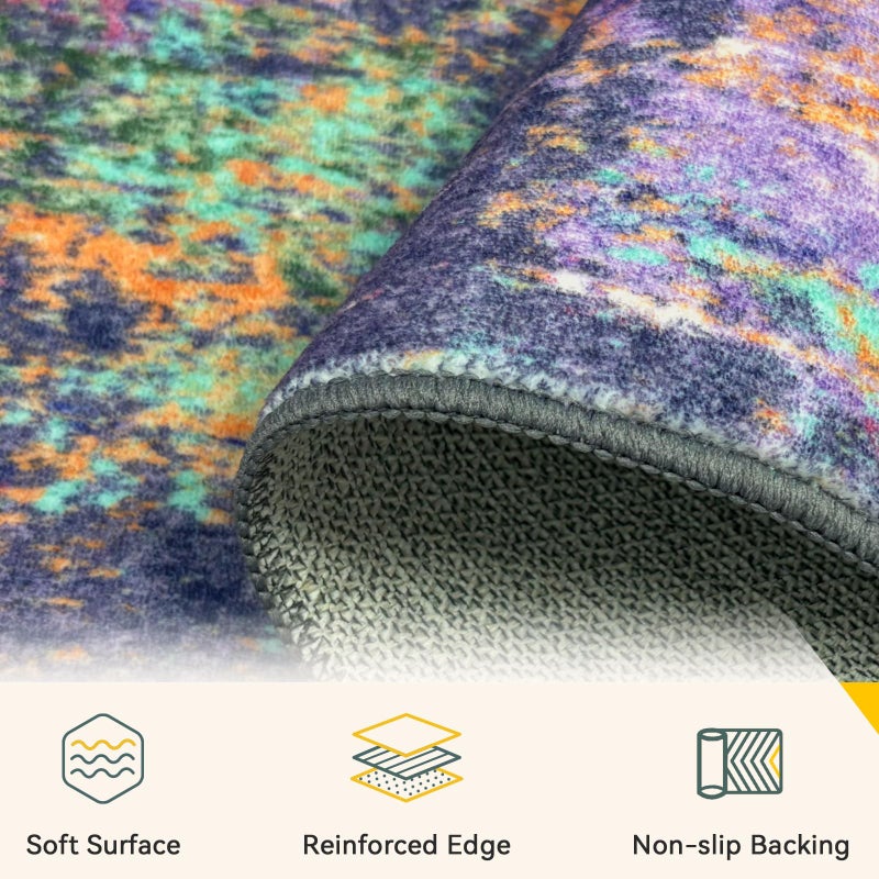 RELEANY Washable Area Rugs 6'x9' Non-Slip Modern Abstract Soft for Living Room Entryway Bedroom Nursery, Print Pattern, Purple Orange Blue Green Rust Red Colorful - Image 4