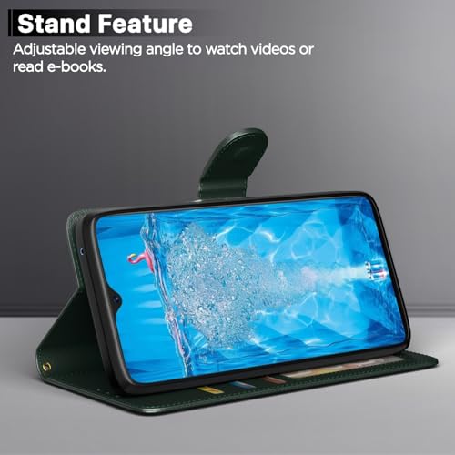 Pikkme Flip Cover for Oppo F9 / F9 Pro / A5 / A5S / A7 / A11K / A12 / Realme 2/2 Pro / U1 Leather Finish |Wallet Stand and Shock Proof | Complete Protection Flip Case(Green) - Image 3