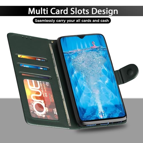 Pikkme Flip Cover for Oppo F9 / F9 Pro / A5 / A5S / A7 / A11K / A12 / Realme 2/2 Pro / U1 Leather Finish |Wallet Stand and Shock Proof | Complete Protection Flip Case(Green) - Image 5