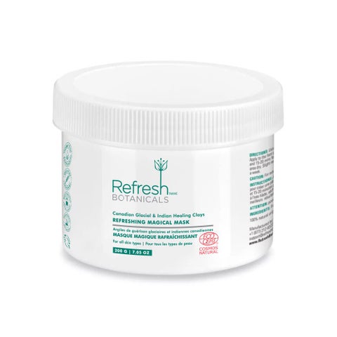REFRESH BOTANICALS Refreshing Face Mask 200 g  Deep Pore Cleansing Clay Mask for Face  Body ECOCERT COSMOS CERTIFIED  Indian Healing  Canadian Glacial Clays  Product of Canada