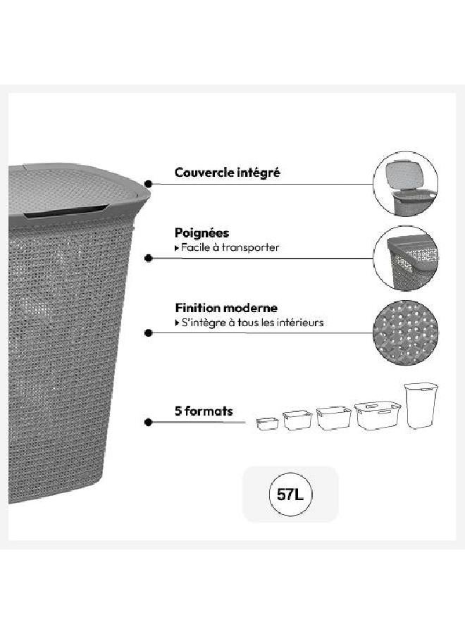 لوفت سلة غسيل - 57 لتر، الطول 46.5 × العرض 35 × الارتفاع 61.6 سم، رمادي، اسكندنافي - 164587 - Image 4