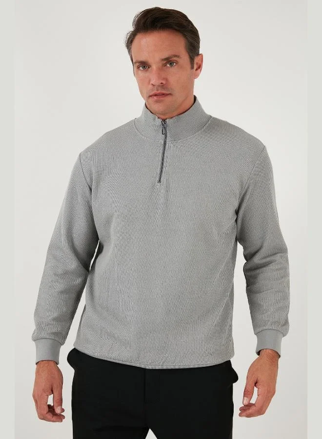 Buratti  Buratti Cotton Regular Fit Half Zipper Stand Collar Sweat Men's SWEAT 5905716 for Men | Best Price UAE