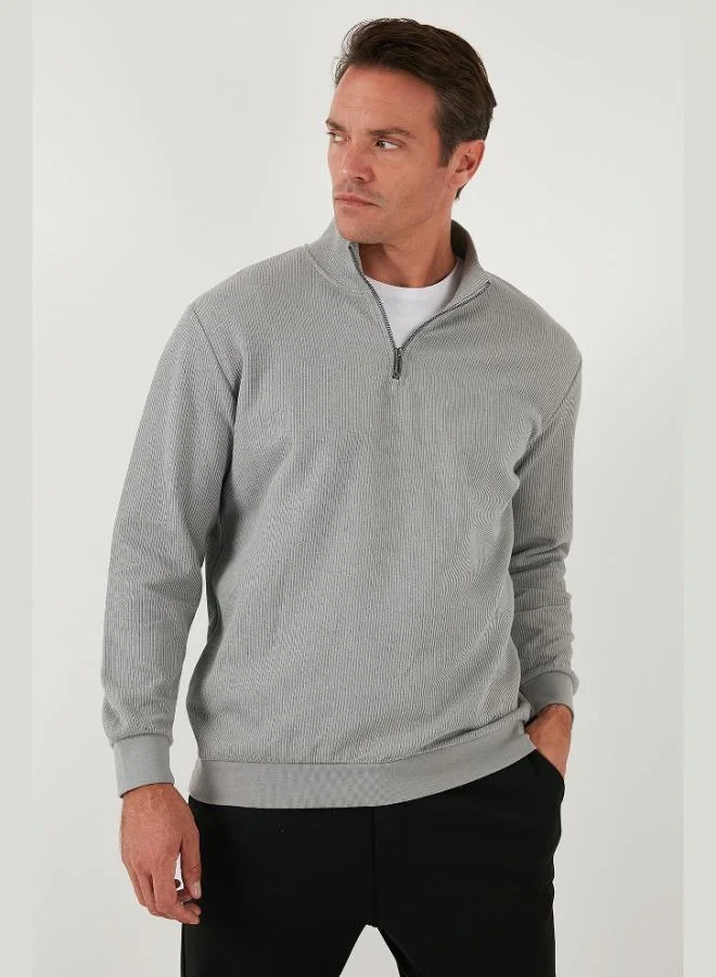 Buratti  Buratti Cotton Regular Fit Half Zipper Stand Collar Sweat Men's SWEAT 5905716 for Men | Best Price UAE