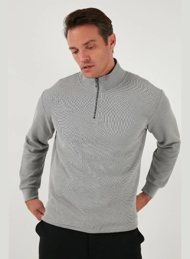 Buratti  Buratti Cotton Regular Fit Half Zipper Stand Collar Sweat Men's SWEAT 5905716 for Men | Best Price UAE