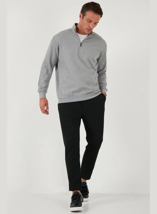 Buratti  Buratti Cotton Regular Fit Half Zipper Stand Collar Sweat Men's SWEAT 5905716 for Men | Best Price UAE