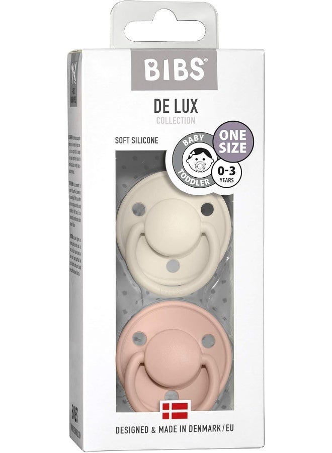 BIBS Pacifiers - De Lux Collection | BPA-Free Baby Pacifier | Made in Denmark | Set of 2 Ivory/Blush Color Premium Soothers | Size One Size - Image 3