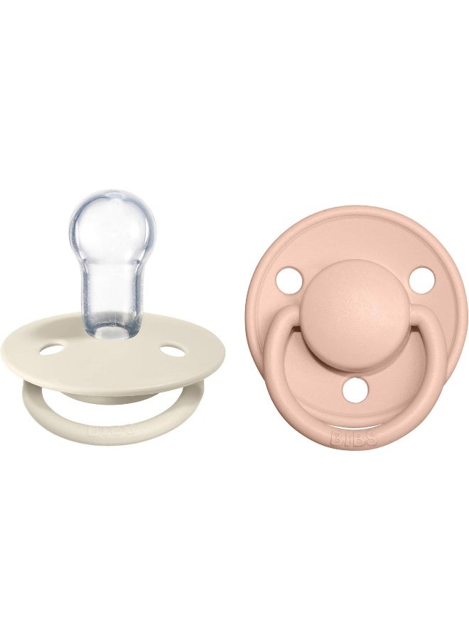 BIBS Pacifiers - De Lux Collection | BPA-Free Baby Pacifier | Made in Denmark | Set of 2 Ivory/Blush Color Premium Soothers | Size One Size - Image 1