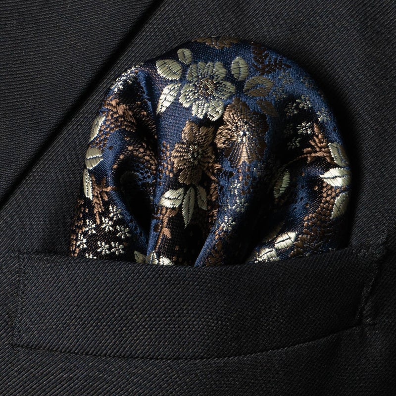 JEMYGINS Silk Brown Floral Tie Necktie and Pocket Square, Hankerchief and Tie Bar Clip Sets for Men(56) - Image 3
