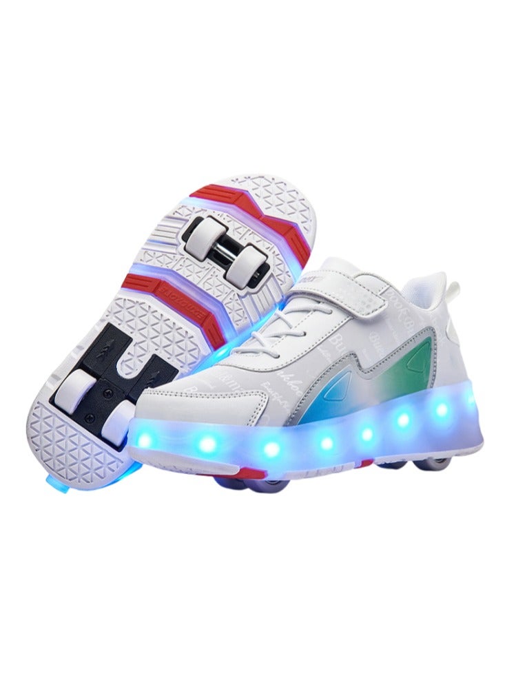 Generic Roller Skates Shoes for Kids 4 Wheels 16 LED Model Colorful Girls Boys Roller Skates Sneaker Can Charge for Beginner More Balanced  - Image 1