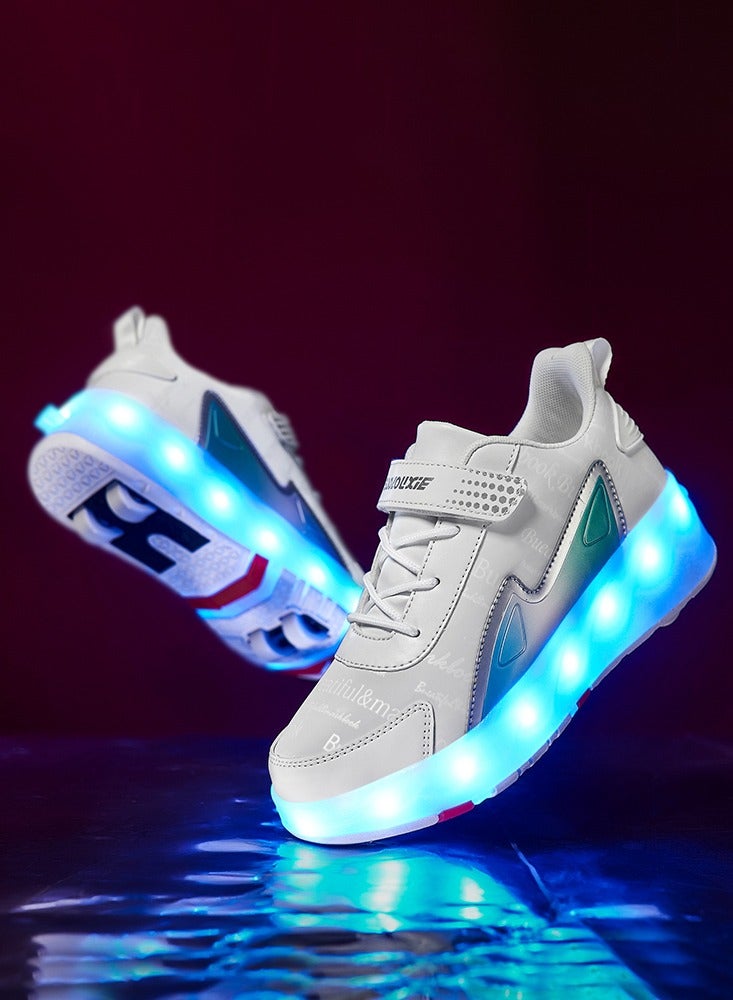 Generic Roller Skates Shoes for Kids 4 Wheels 16 LED Model Colorful Girls Boys Roller Skates Sneaker Can Charge for Beginner More Balanced  - Image 2