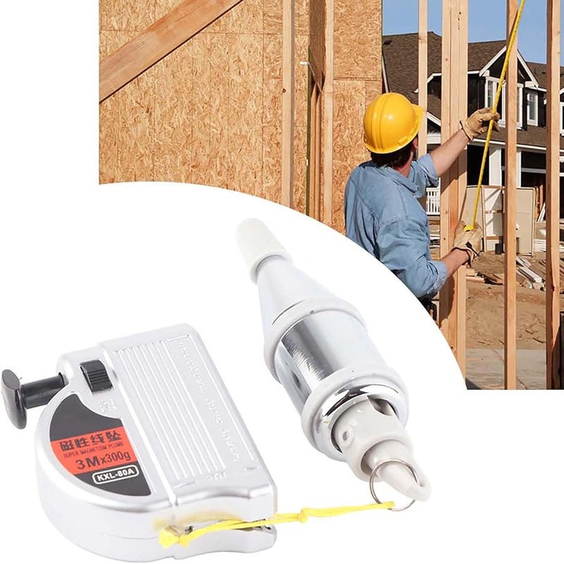 Magnetic Automatic Plumb Bob With Safety Lock 3m Adjustable Ranging Vertical Measuring Tool - Image 5