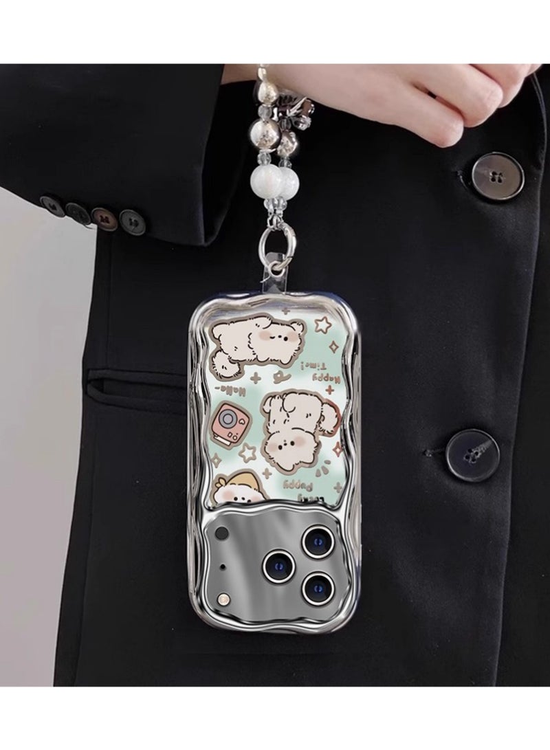 X-level Compatible with iPhone 17 Pro Max Case with Color Bracelet Chain,Cute Puppy Case Cover Shockproof Protective Soft Silicone Phone Case for iPhone 17 Pro Max for Women Girls - Image 3