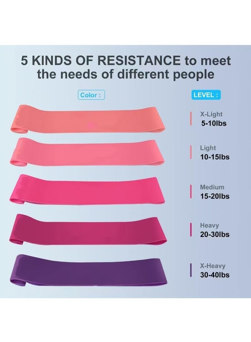 كابتن تيك مجموعة أربطة مقاومة مكونة من 5 أربطة تمارين من اللاتكس مع 5 مستويات مقاومة، أربطة مرنة صديقة للبشرة للتمارين المنزلية والعلاج الطبيعي وتدريبات القوة واليوجا - Image 2