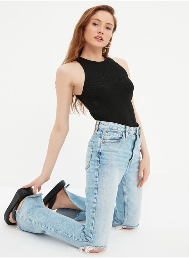 trendyol - Black Ribbed Knit Blouse - Image 1