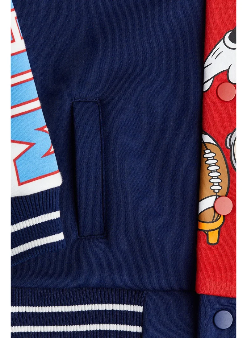 اتش اند ام Oversized printed baseball jacket