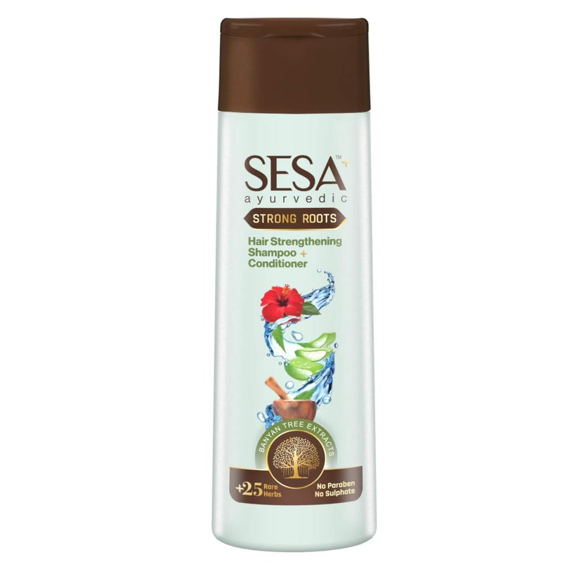 SESA Ayurvedic Strong Roots Hair Shampoo And Conditioner 200Ml Strengthening Roots Nourishes Scalp Paraben Sulphate Free For Men Women 676 oz
