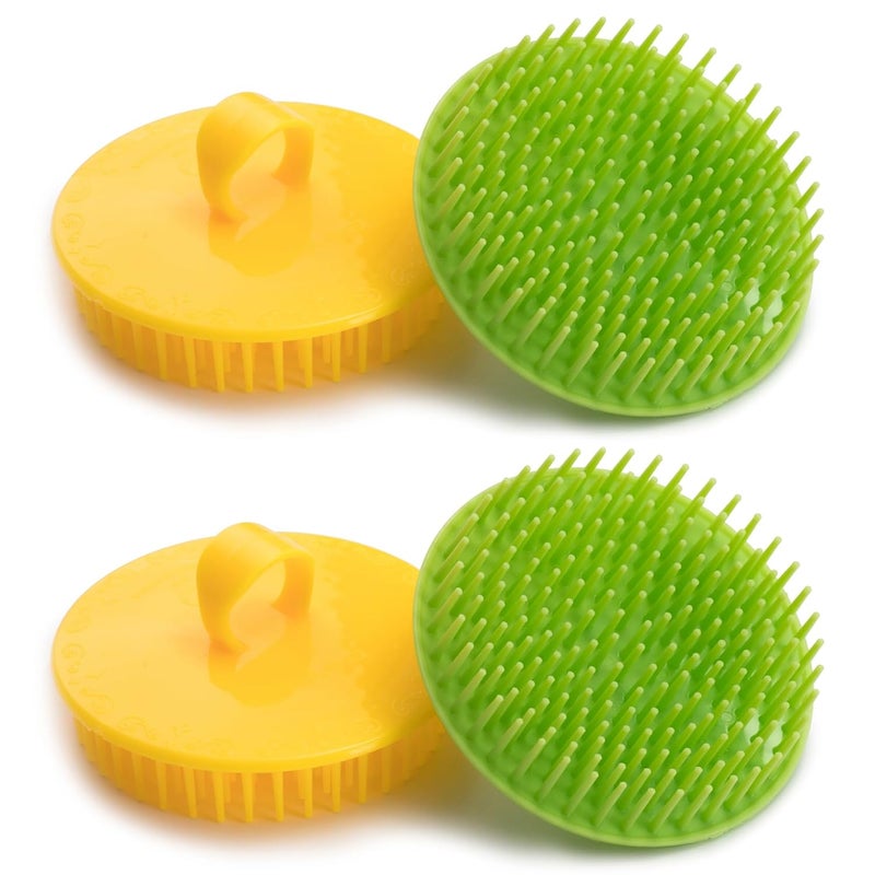 Hair Scalp Brush Dandruff Cleaning Brush Shower Scalp Shampoo Brush Scalp Massager Pack of 4Green and Yellow