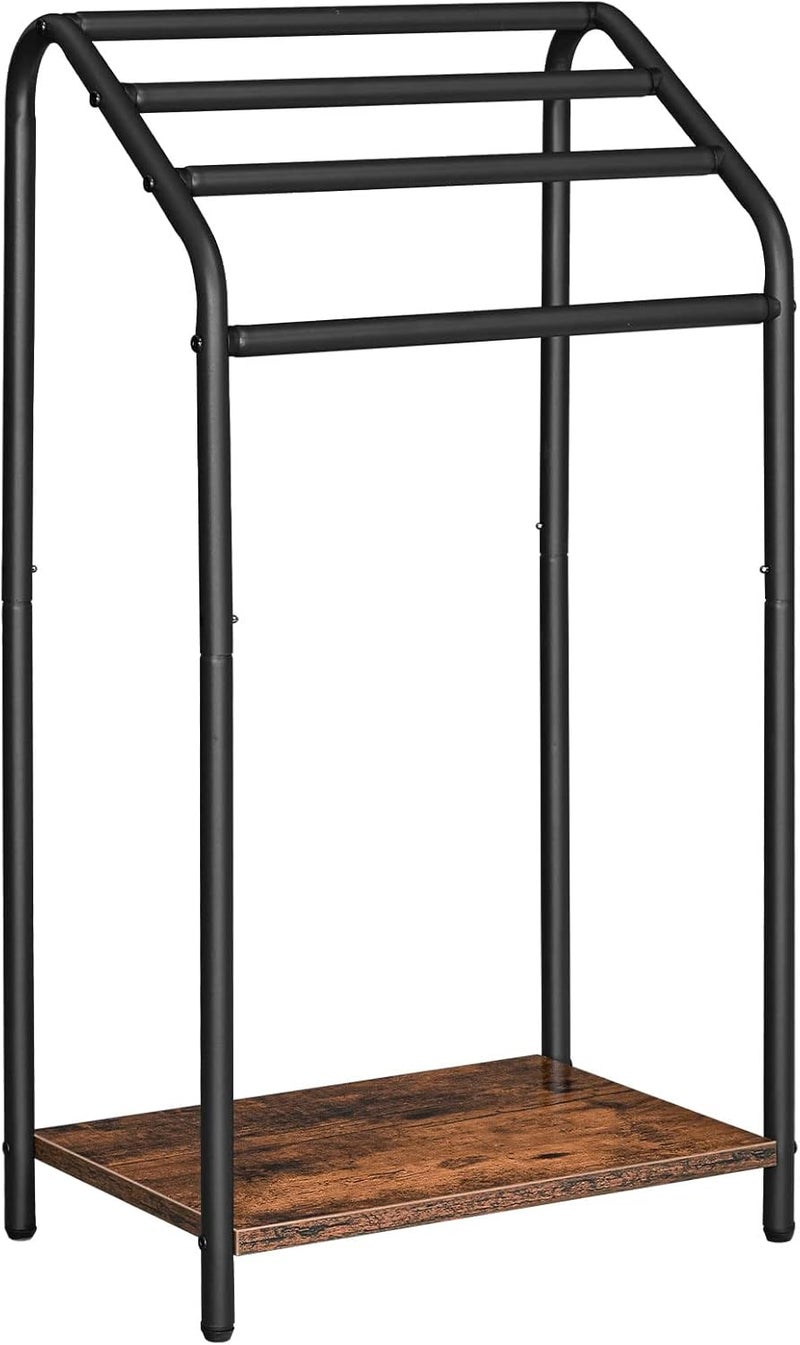 HOOBRO Freestanding Towel Rack, 4 Tier Blanket Rack Stand, Blanket Ladder Holder, Drying and Display Rack, Living Room, Bathroom, Rustic Brown and Black EBF64LB01 - Image 1