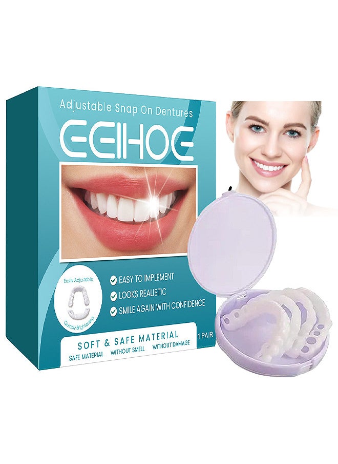 EELHOE Adjustable Snap On Dentures, Temporary Teeth Repair Kit Correct Denture Alignment For Temporary Teeth Replacement  - Image 1
