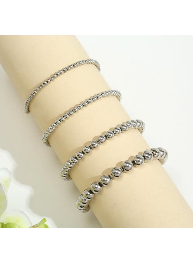 Monigte Silver Beads 1100 Pcs Smooth Round 3/4/6/8mm Silver Filled Beads for Bracelet Jewelry Making - Image 4